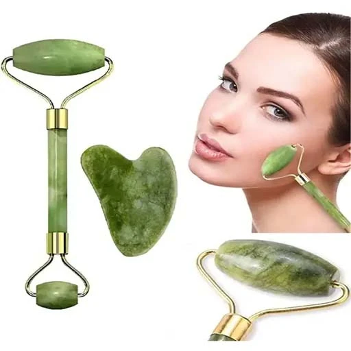 Roller Face Massager | 100% Natural Jade Stone Facial Roller Massage Face Roller