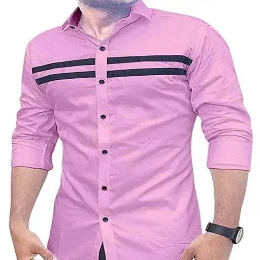 Casual Stripped Shirt for Men | Slim Fit Long Sleeves Shirt | Pink Shirt