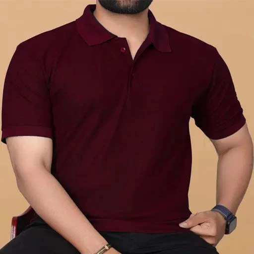 KAJARU SOLID MEN REGULER SIZE FIT POLO NECK T-SHIRT