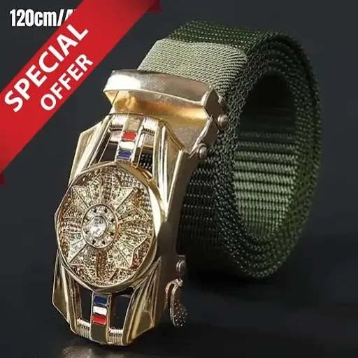 Automatic Buckle Canvas Belt, Casual Fashion Breathable Rotating Buckle Belt For