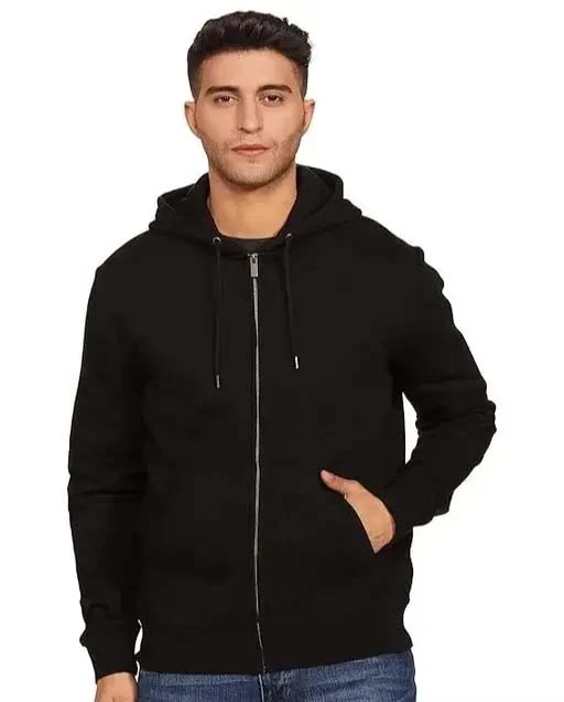 Men Full Sleeve Solid Hooded Sweatshirt