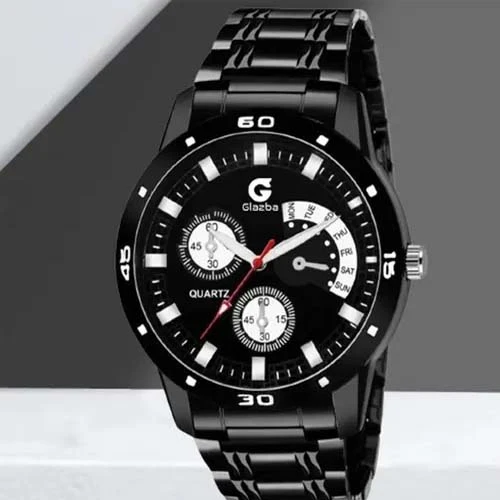 Black Stainless Steel Chain Analog Watch - For Men