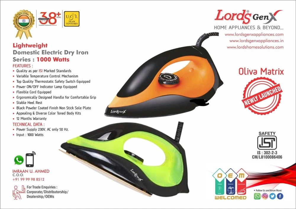 Power(Watt): 1000 Watts Jaipan Electric Iron