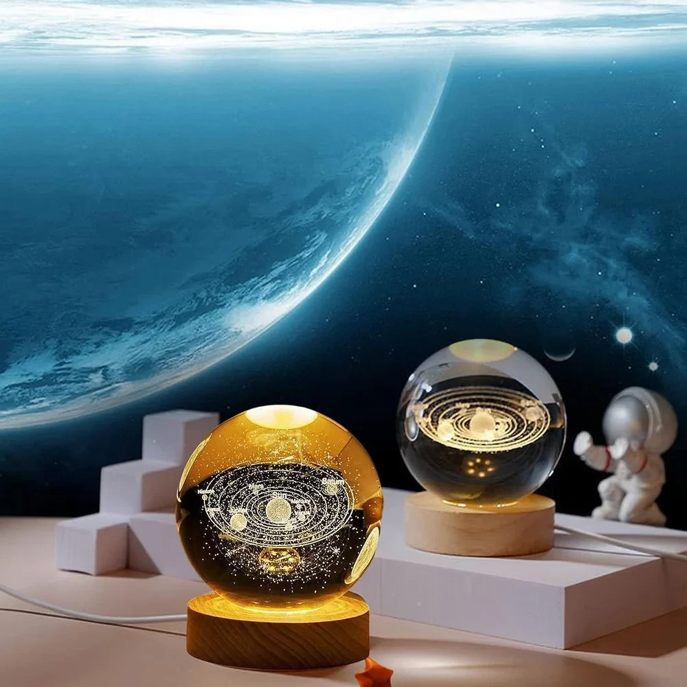 3d crystal Solar System lamp