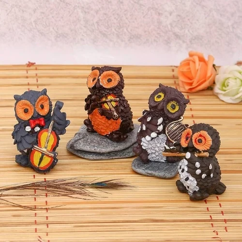 Set Of 4 Owls Playing Musical Instruments