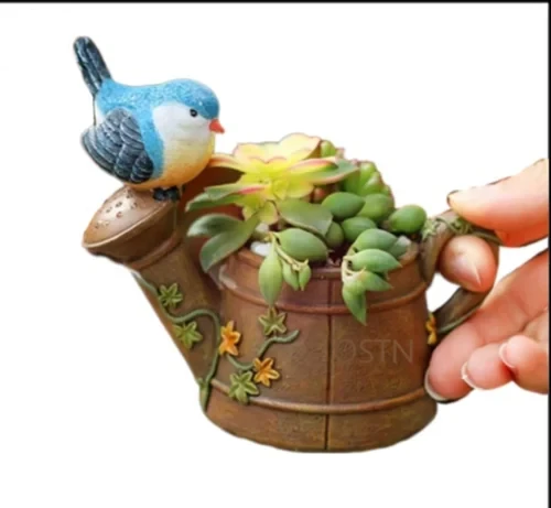 Polyresin flower pot Bird Cattle showpeice for home & garden decor