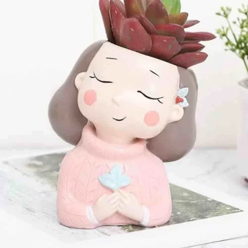Resin Girl Flower Pot Pack of 4