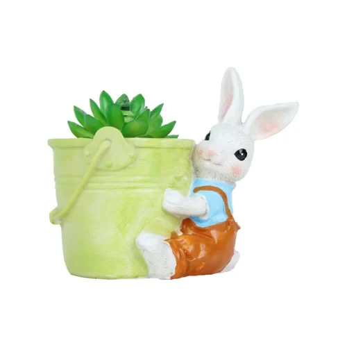Resin Flower Pot Bunny with Bucket Succulent pot