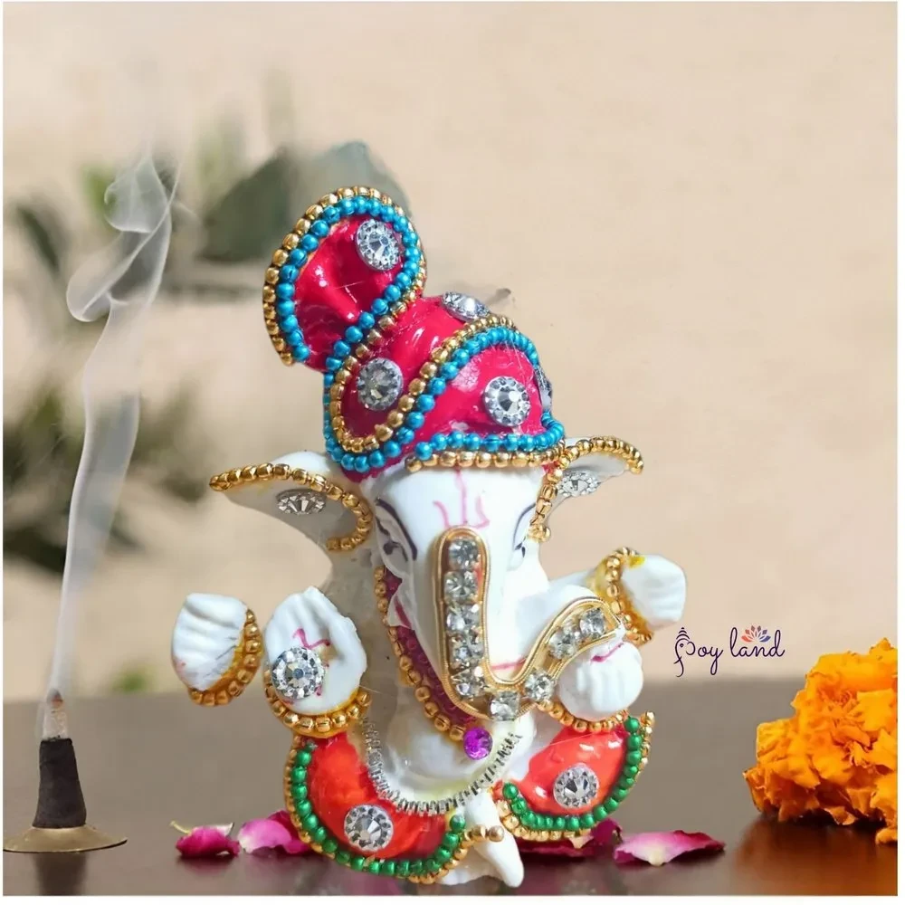 Ganesh Statues Multicolor Polyresin Ganesha God Statue, For Interior Decor, Size