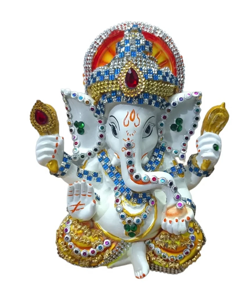 7 Inches Polyresin Ganesh Statue, Temple
