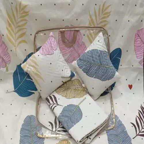 Home 5pc bedsheet set (1King size Bedsheet + 2 Pillow Covers with Embroidery+ 2 