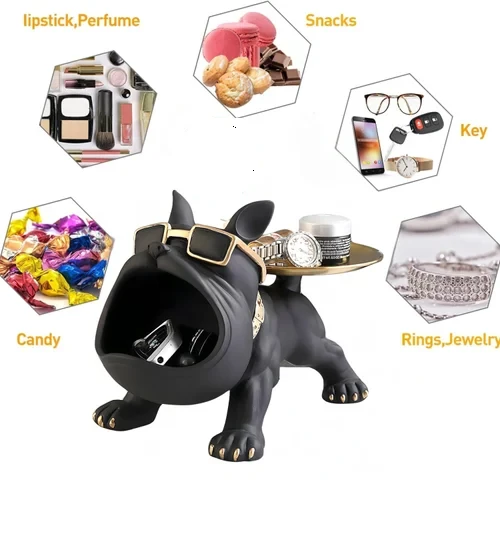 Bulldog Design Storage Holder Dog Showpiece
