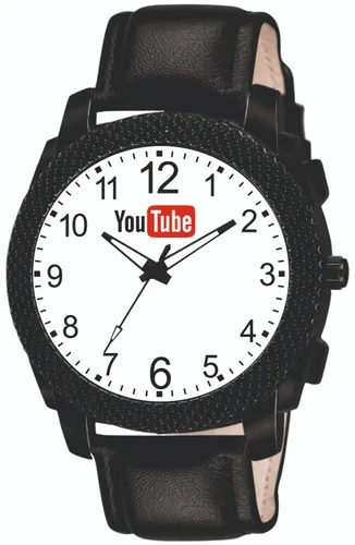 Men Black Youtube Wrist Watch