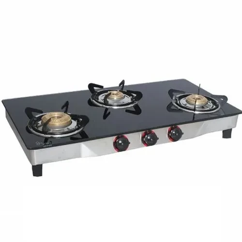 Three Burner Black Gas Stove