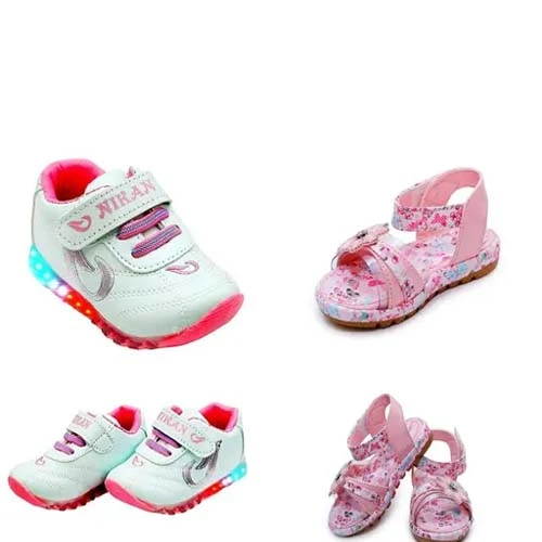 Stylish pink led shoes and cutewalk sandals